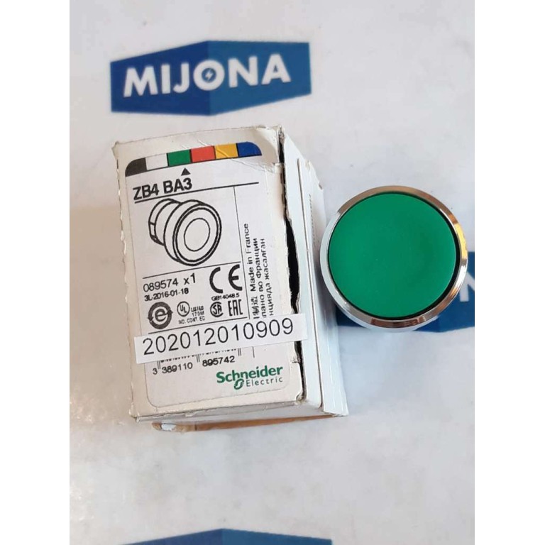 SCHNEIDER ZB4 BA3 089574 Push button head metal Ø22 ZB4BA3 GREEN (NEW OLD STOCK)