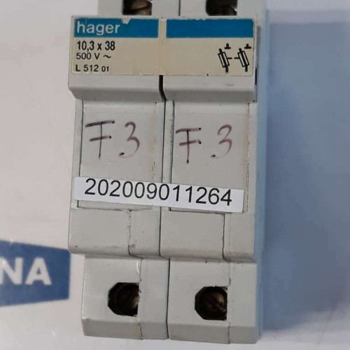 HAGER 10.3X38 500V L 512 01 Circuit Breaker Fuse Holder 2 Pole HAGER 10.3X38 500V L 512 01 Circuit Breaker Fuse Holder 2 Pole