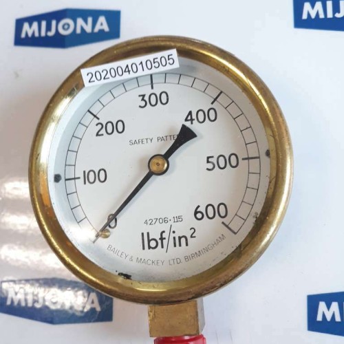 BAILEY&MACKEY 42706 115 PRESSURE GAUGE 600 PSI Ibf/in 2 safety pattern modF1775B