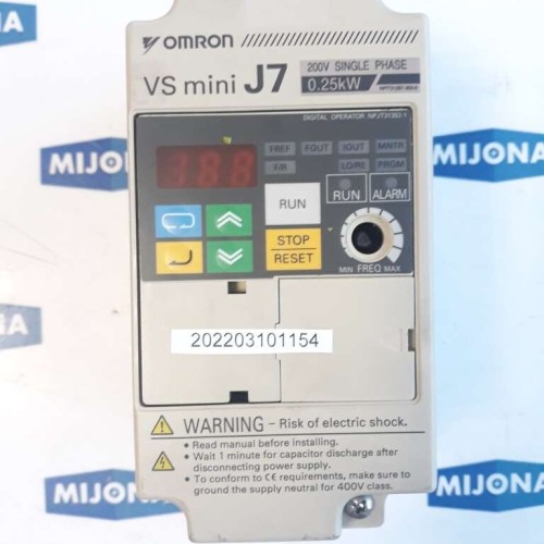 OMRON  VS MINI J7 200V SINGLE PHASE 0,25KW CIMR JZAZB0P2 INVERTER DRIVE