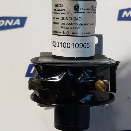 MDI Mercury Displacement 30NO-24D 30 Amps 600 VAC Resistive Coil: 24 VDC