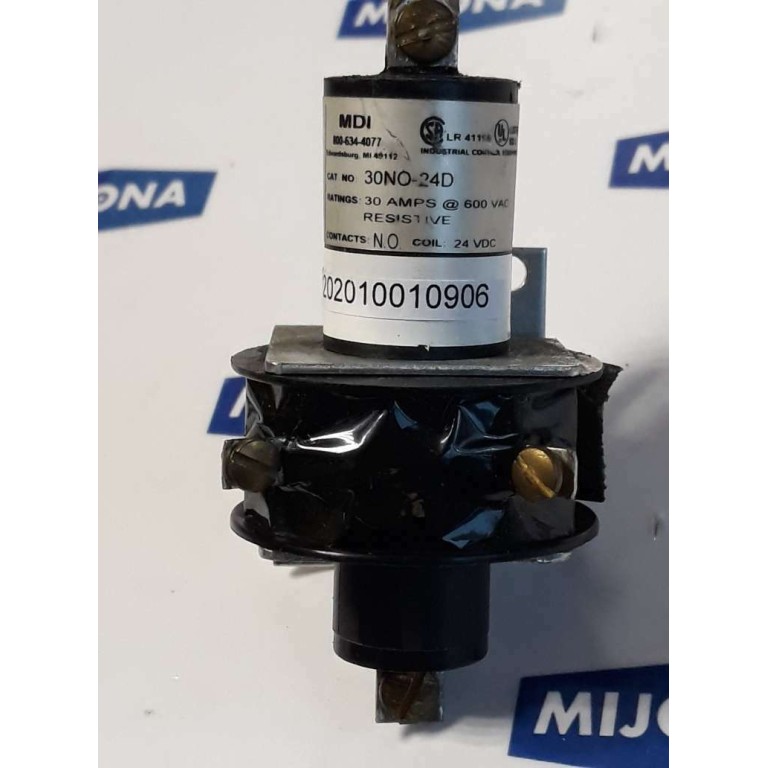 MDI Mercury Displacement 30NO-24D 30 Amps 600 VAC Resistive Coil: 24 VDC