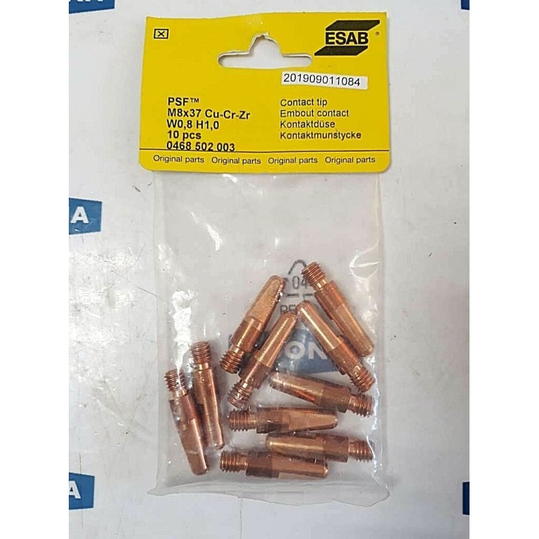 Esab 0468 502 003 PSF M8x37 Cu-Cr-Zr W0.8 H1,0 Contact tip PRICE FOR 10PSC