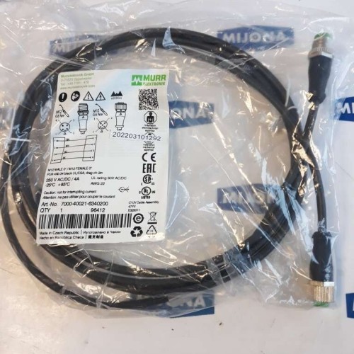 Murr Elektronik 7000 40021 6340200 M12 MALE 0° M12 FEMALE 0° 2m 250V AC DC 4A Murr Elektronik 7000 40021 6340200 M12 MALE 0° M12 FEMALE 0° 2m 250V AC DC 4A