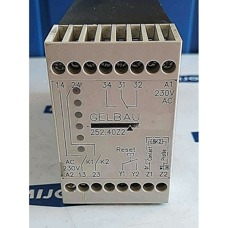 GELBAU 252 40Z2 REF: 3002 5240Z2 Ser no: 02 25240Z2x-A 0027 230V AC safety relay GELBAU 252 40Z2 REF: 3002 5240Z2 Ser no: 02 25240Z2x-A 0027 230V AC safety relay