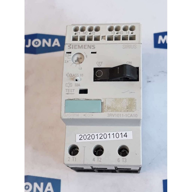 Siemens SIRIUS 3RV1011 1CA10 Motor Protection Circuit Breaker 1,8 - 2,5A