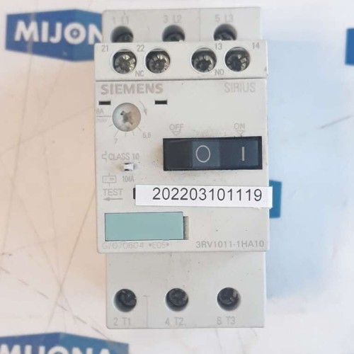 Siemens SIRIUS 3RV1011 1HA10 CIRCUIT-BREAKER 3RV1011 1HA10 5,5 8A CLASS10