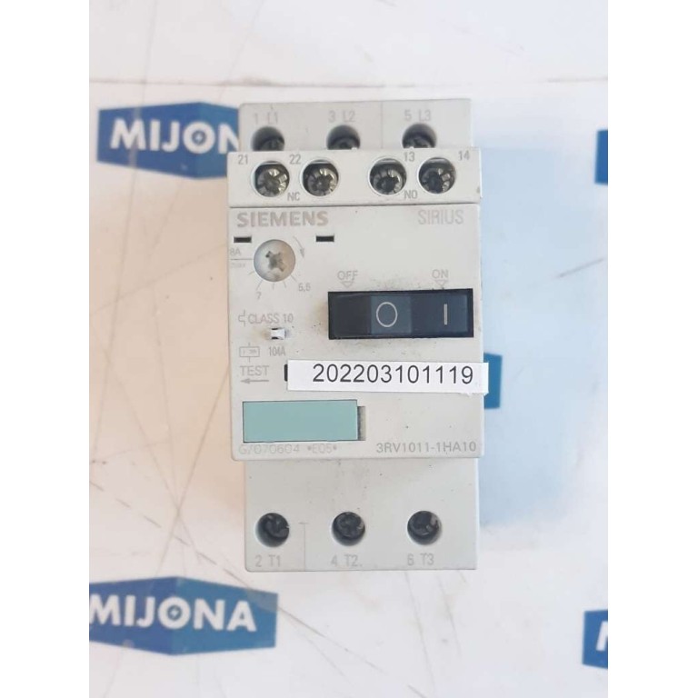Siemens SIRIUS 3RV1011 1HA10 CIRCUIT-BREAKER 3RV1011 1HA10 5,5 8A CLASS10
