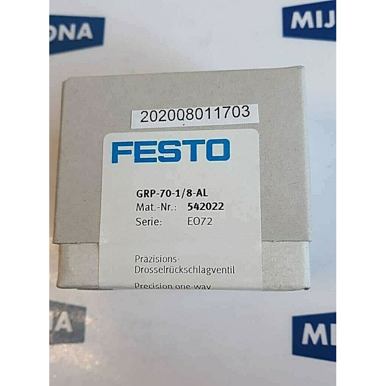 Festo GRP 70 1 8 AL 542022 E072 Precision One-Way Flow Control Valve