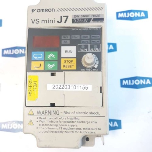 OMRON  VS MINI J7 200V SINGLE PHASE 0,25KW CIMR JZAZB0P2 INVERTER DRIVE