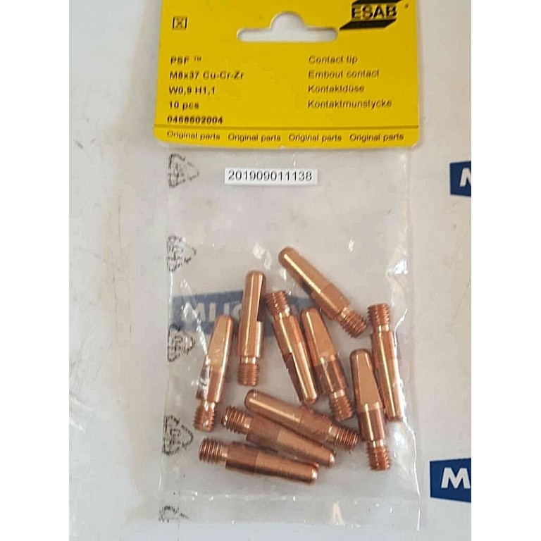 Esab 0468502004 PSF M8x37 Cu-Cr-Zr W0.9 H1,1 Contact tip PRICE FOR 10PSC