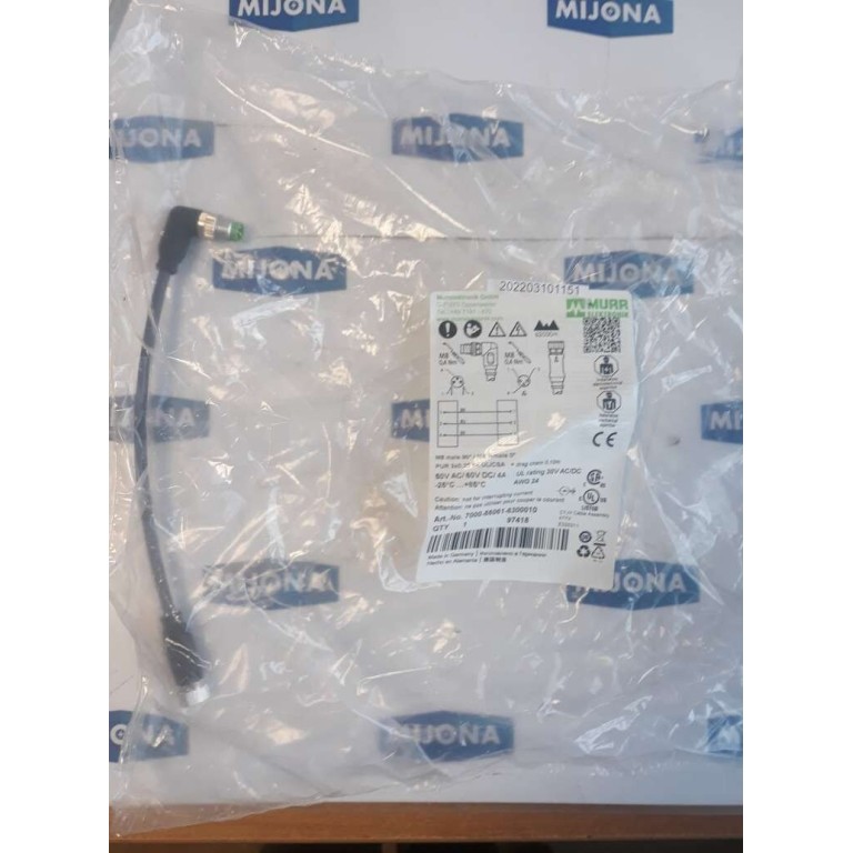 Murr Elektronik 7000 88061 6300010 M8 male 90° M8 FEMALE 90° 0,1M 50V AC 60DC 4A Murr Elektronik 7000 88061 6300010 M8 male 90° M8 FEMALE 90° 0,1M 50V AC 60DC 4A
