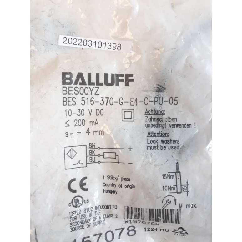 BALLUFF BES00YZ INDUCTIVE SENSOR BES 516 370 G E4 C PU 05 10V 30VDC 200mA BALLUFF BES00YZ INDUCTIVE SENSOR BES 516 370 G E4 C PU 05 10V 30VDC 200mA