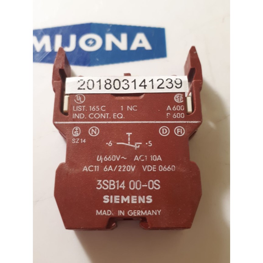 Siemens 3SB14 00-0S Kontaktelement Taster Schaltelement AC11 6A 220V