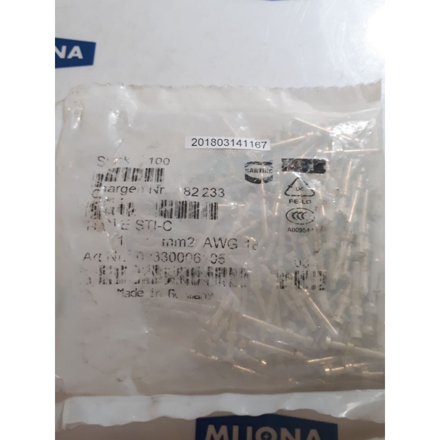 Preis pro 5 Stück Harting HAN E STI-C Stiftkontakt 09330006105 (new old stock)