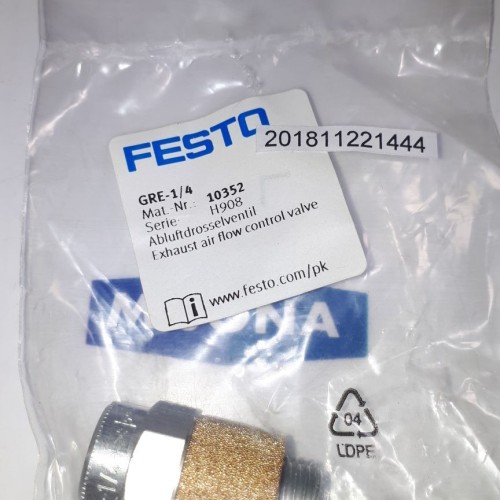Festo GRE/1-4 10352 Exhaust Air Flow Control Valve G1/4" 0-10bar