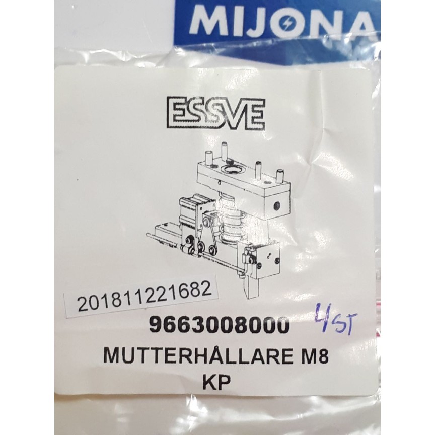 Shinjo ESSVE 9663008000 mutterhallare M8 KP Shinjo ESSVE 9663008000 mutterhallare M8 KP