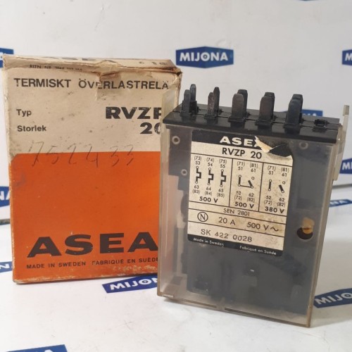 ASEA RVZP 20 termal overload relay SK 422 0028 20A 500V (new old stock)