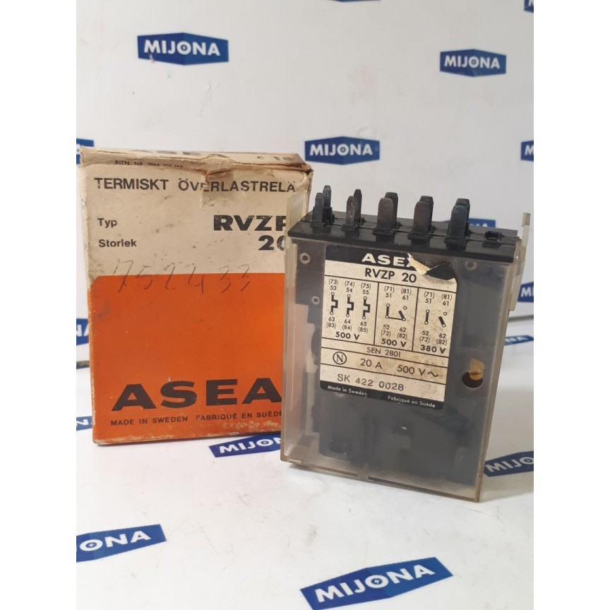 ASEA RVZP 20 termal overload relay SK 422 0028 20A 500V (new old stock)