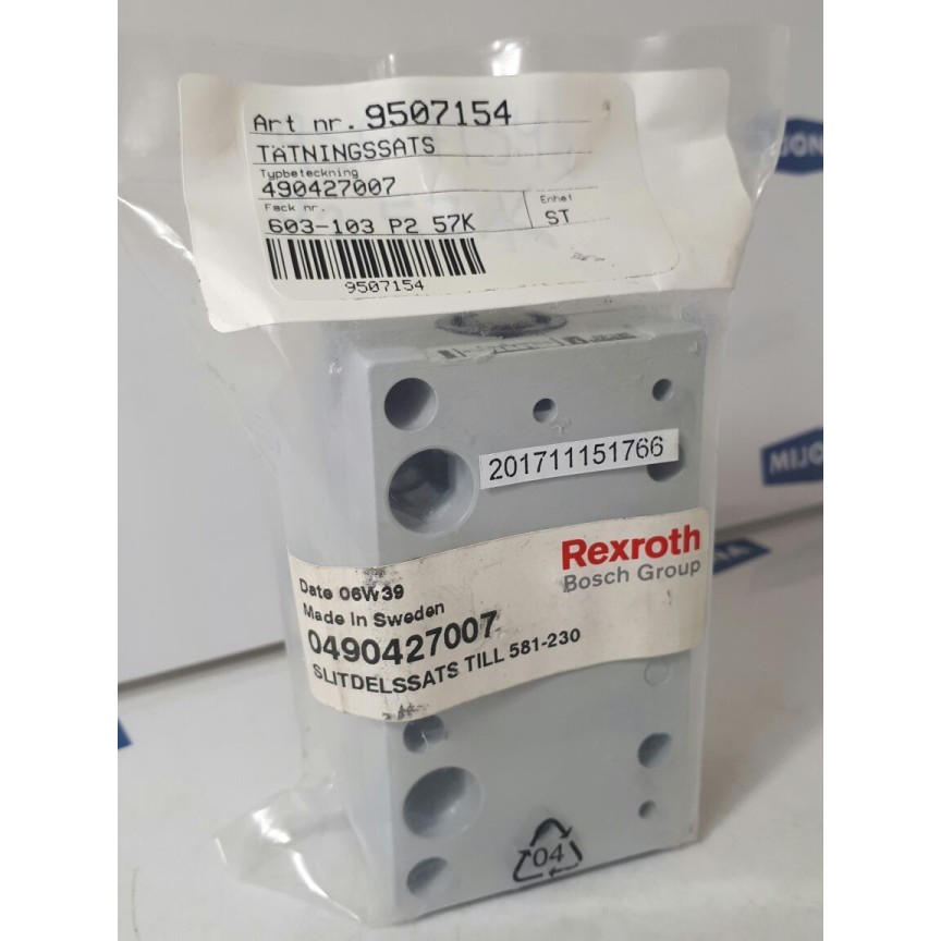 Rexroth Bosch Art. no 9507154 Pneumatic Valve Subplate 0490427007 Rexroth Bosch Art. no 9507154 Pneumatic Valve Subplate 0490427007