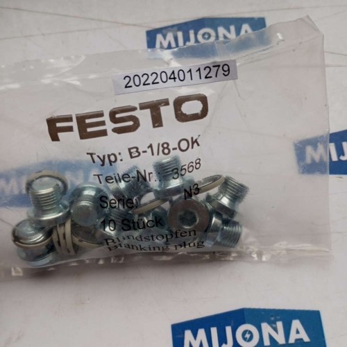 FESTO B 1 8 OK 3568 blanking plug blinstopfen B-1/8-OK price for 10 psc FESTO B 1 8 OK 3568 blanking plug blinstopfen B-1/8-OK price for 10 psc