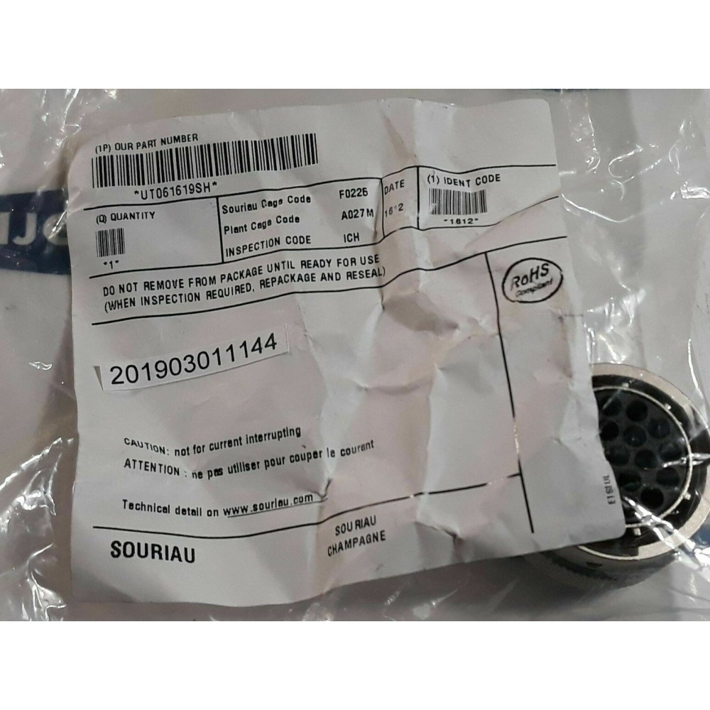 Souriau UT061619SH 1612 Circular Connector 19 Contacts Rundsteckverbinder
