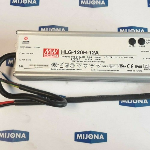 MEAN WELL HLG 120H 12A IN: 100-240VAC 1,4A 50-60HZ OUT: 12V 10A NEW OLD STOC