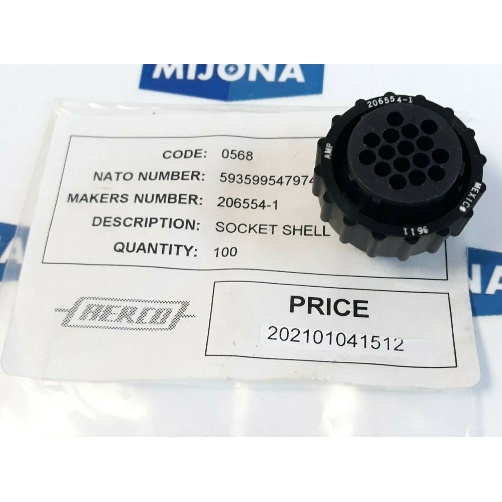 AERCO socket shell AMP 206554-1 9611 Te Connectivity (NEW OLD STOCK)