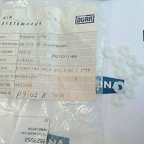 Dürr M08010250 1363225 dichtring d5 D11,5 s2,1 PTFE (Preis pro 10 Stück)