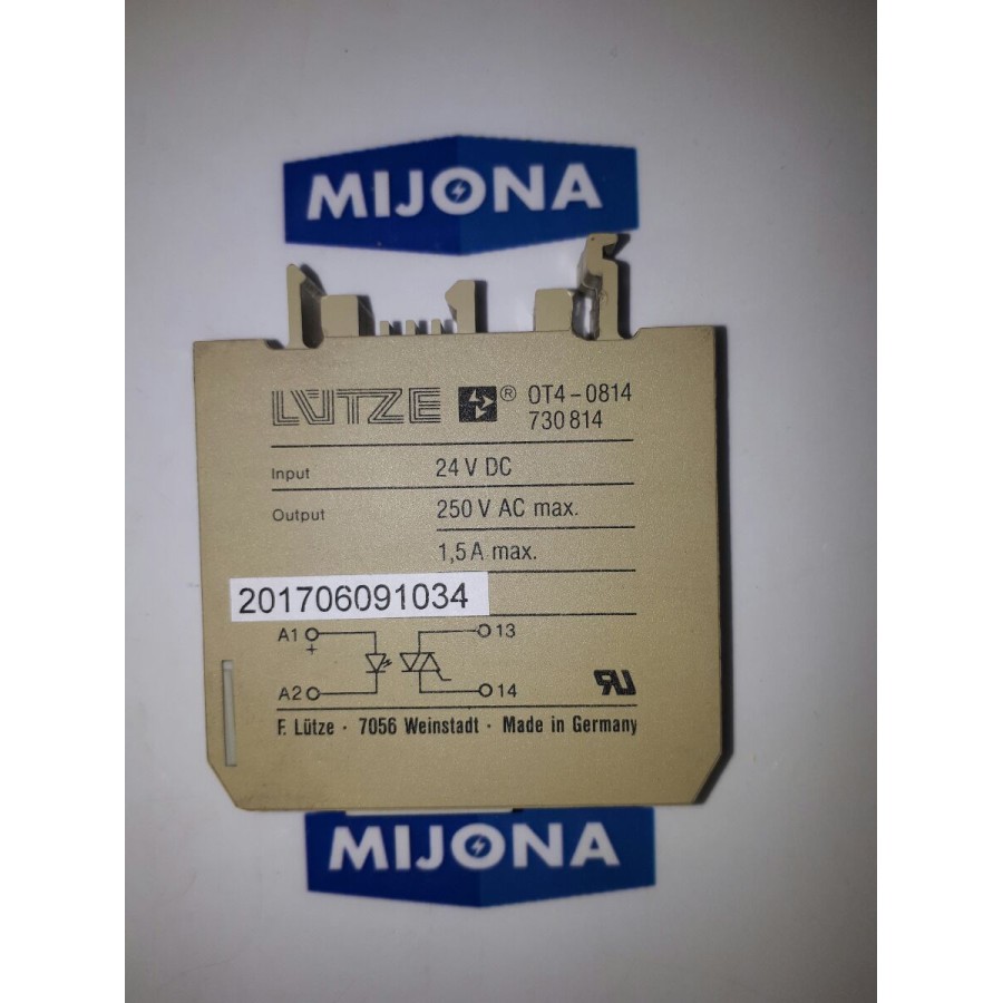 Lutze Relay 0T4-0814 Input: 24V DC Output: 250V AC 1,5A