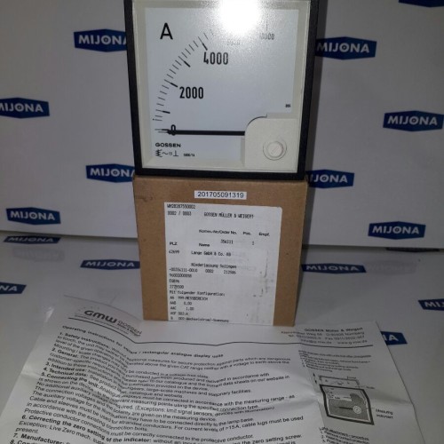 Gossen Muller & Weigert Ampermeter 0-5000A 95x95mm Gossen Muller & Weigert Ampermeter 0-5000A 95x95mm
