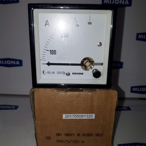 Siemens Ampermeter 100/5/200A MO 1601 E 4280 UO2 70x70mm
