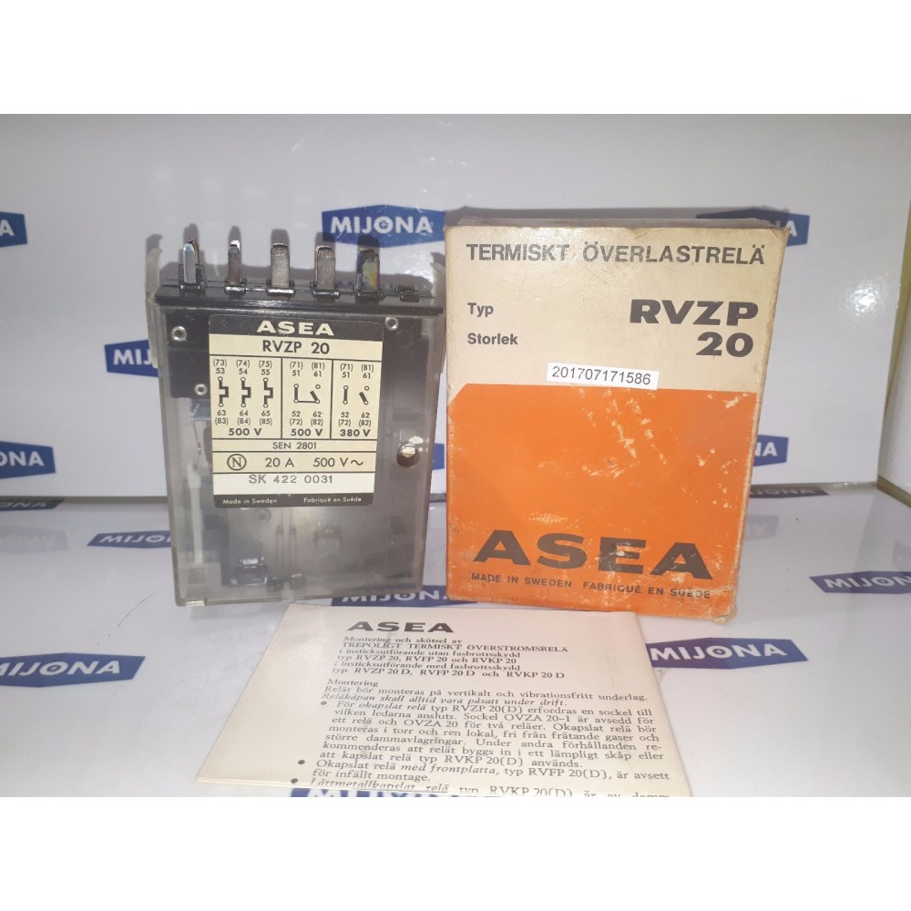 ASEA RVZP 20 termal overload relay SK 422 0031 4,0-6,5 A