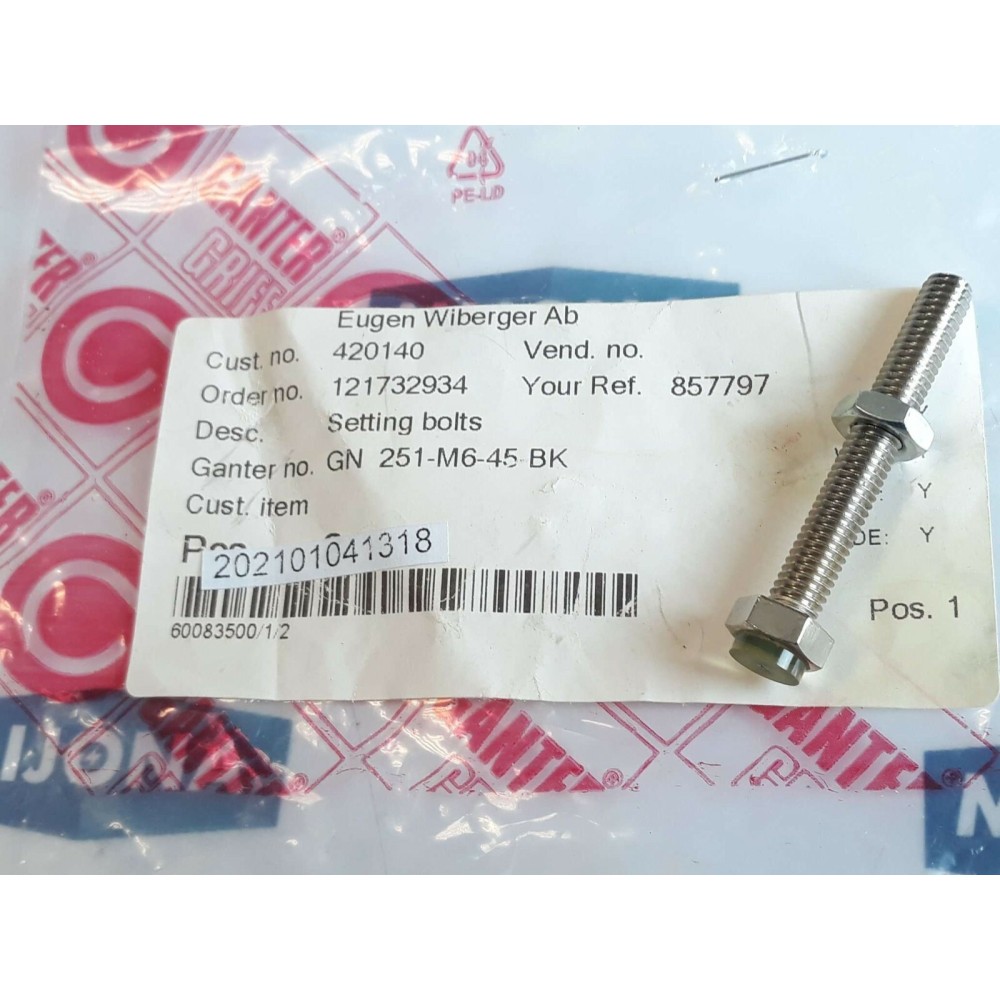 EUGEN WIBERGER GN 251 M6 45 BK SETTING BOLT (NEW OLD STOCK) EUGEN WIBERGER GN 251 M6 45 BK SETTING BOLT (NEW OLD STOCK)