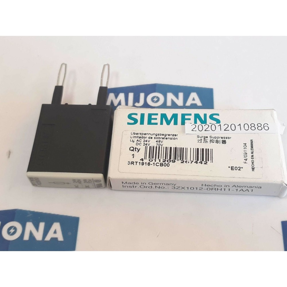 SIEMENS 3RT1916 1CB00 RELAY COIL SURGE SUPPRESSOR 24 VDC AC 24V 48V DC 24V 70V
