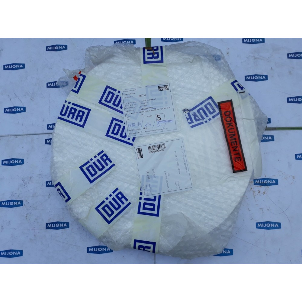 Dürr M33011914 Plate fluidboden D400 Sinterpor 9523594 883731 (new old stock)