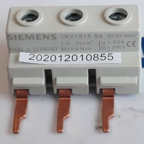 SIEMENS 3RV1915 5A 63A 690V 2.5-25mm² 3 phase Bussbar Terminal ew old stock SIEMENS 3RV1915 5A 63A 690V 2.5-25mm² 3 phase Bussbar Terminal ew old stock