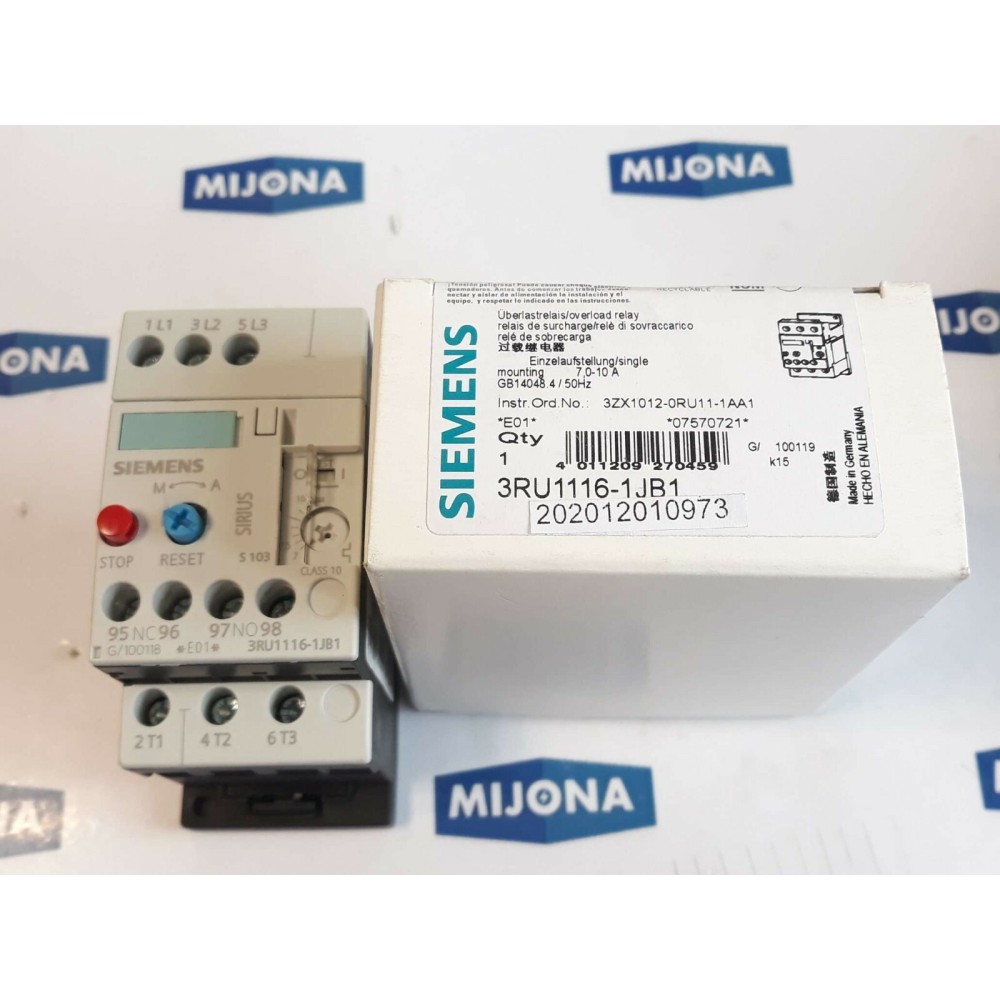 SIEMENS 3RU1116 1JB1 OVERLOAD RELAY 690V 50HZ AC 15 DC 13 7-10A