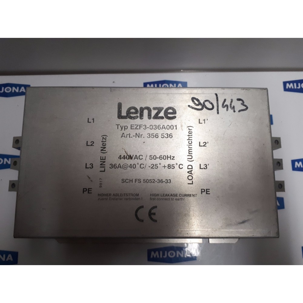 LENZE EZF3-036A001 Entstörfilter Funkentstörfilter 440VAC 50-60Hz old stock