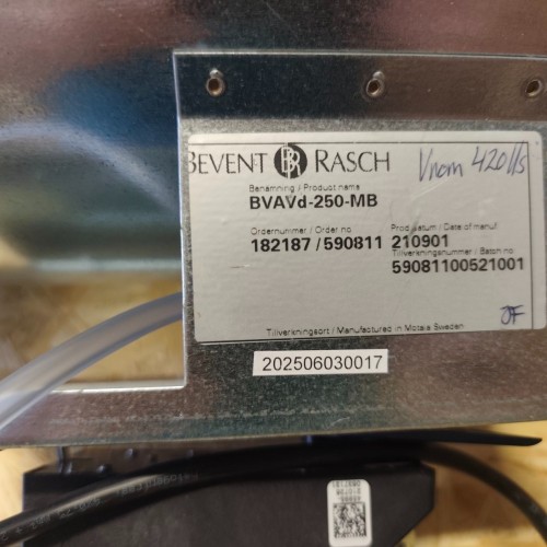 BEVENT RASCH BVAVd 250 MB GRUNER 24VAC DC 5060HZ  (new old stock)
