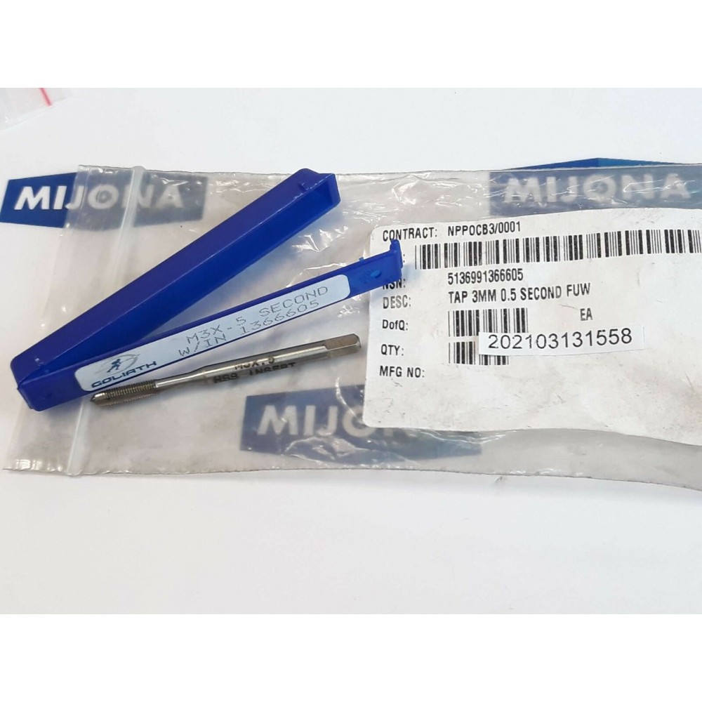GOLIATH M3X 5 SECOND W/IN 1366605 HSS INSERT GOL UK 3MM 0.5 SECOND new old stock GOLIATH M3X 5 SECOND W/IN 1366605 HSS INSERT GOL UK 3MM 0.5 SECOND new old stock