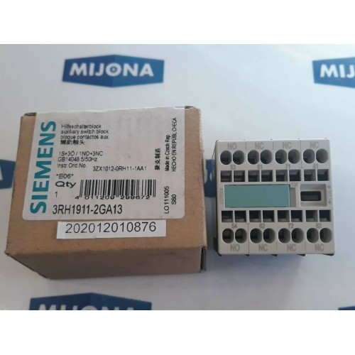 SIEMENS 3RH1911 2GA13 1S 3O 1NO 3NC 690V 10A 240V DC13 AC15