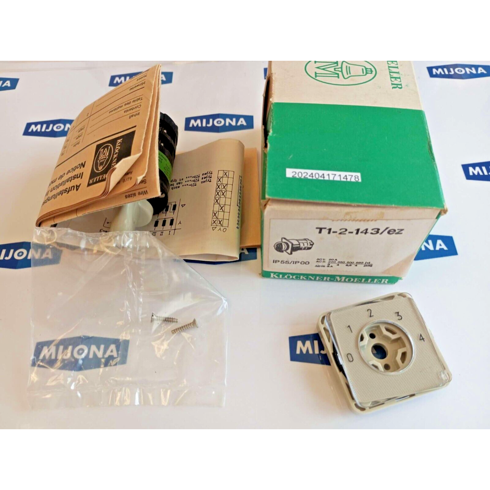Moeller T1 2 143 EZ switch SCHALTER AC1 20A IP55 IP00 T1-2-143/ez new old stock