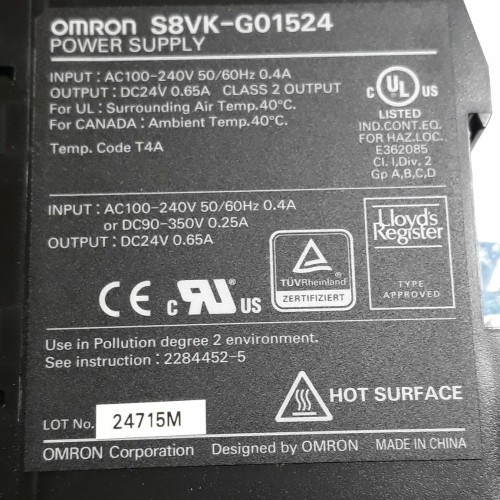 Omron switching power supply S8VK-G01524 AC/DC CONVERTER 24V 15W