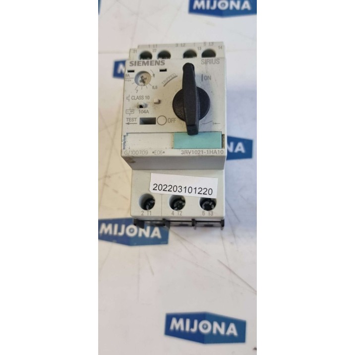 Siemens SIRIUS 3RV1021 1HA10 Motor Protection Circuit Breaker 5,5- 8A Siemens SIRIUS 3RV1021 1HA10 Motor Protection Circuit Breaker 5,5- 8A