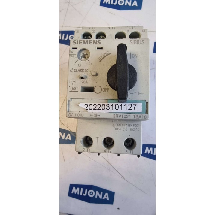 Siemens SIRIUS 3RV1021 1BA10 Motor Protection Circuit Breaker 1,4-2A