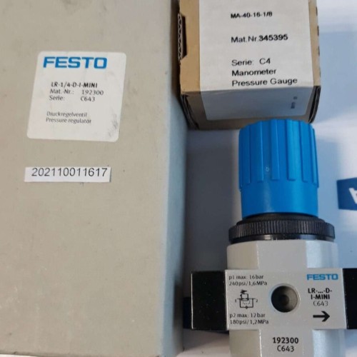 FESTO LR 1 4 D I MINI 192300 PRESSURE REGULATOR MANOMETER MA 40 16 1 8 NEW OLD S
