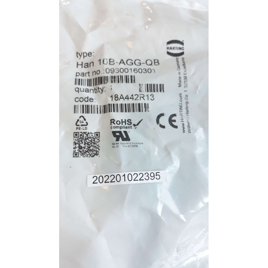 HARTING HAN 16B-AGG-QB 09300160301 NEW OLD STOCK HARTING HAN 16B-AGG-QB 09300160301 NEW OLD STOCK