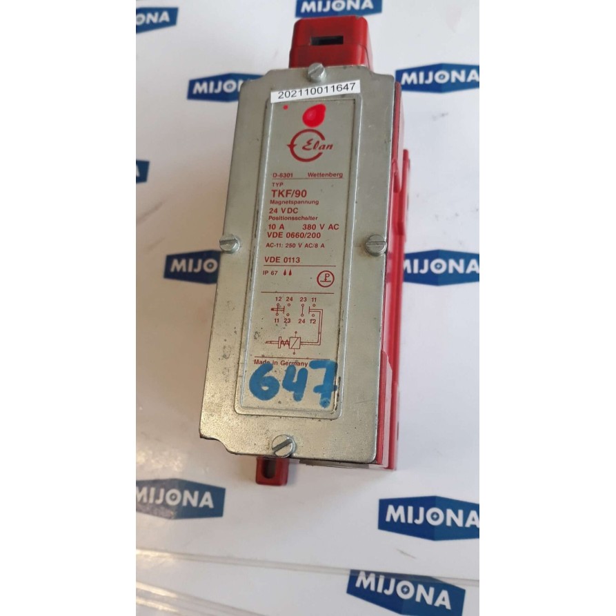 SCHMERSAL ELAN TKF 90 COIL 24VDC CONTROL CIRCUIT 10A 380V AC AC11 250V AC 8A