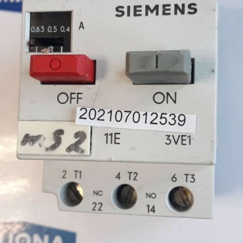 Siemens 3VE1010 2E 0,4 0,63A 7,5A  MANUAL MOTOR STARTER